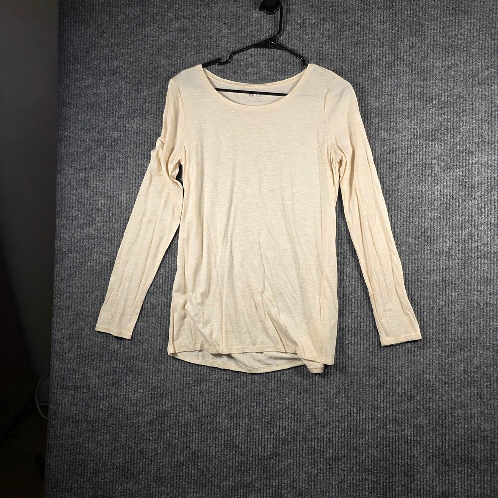 Stylus Womens Large Beige Long Sleeve‎ Tee Crew Neck Basic Top size M
